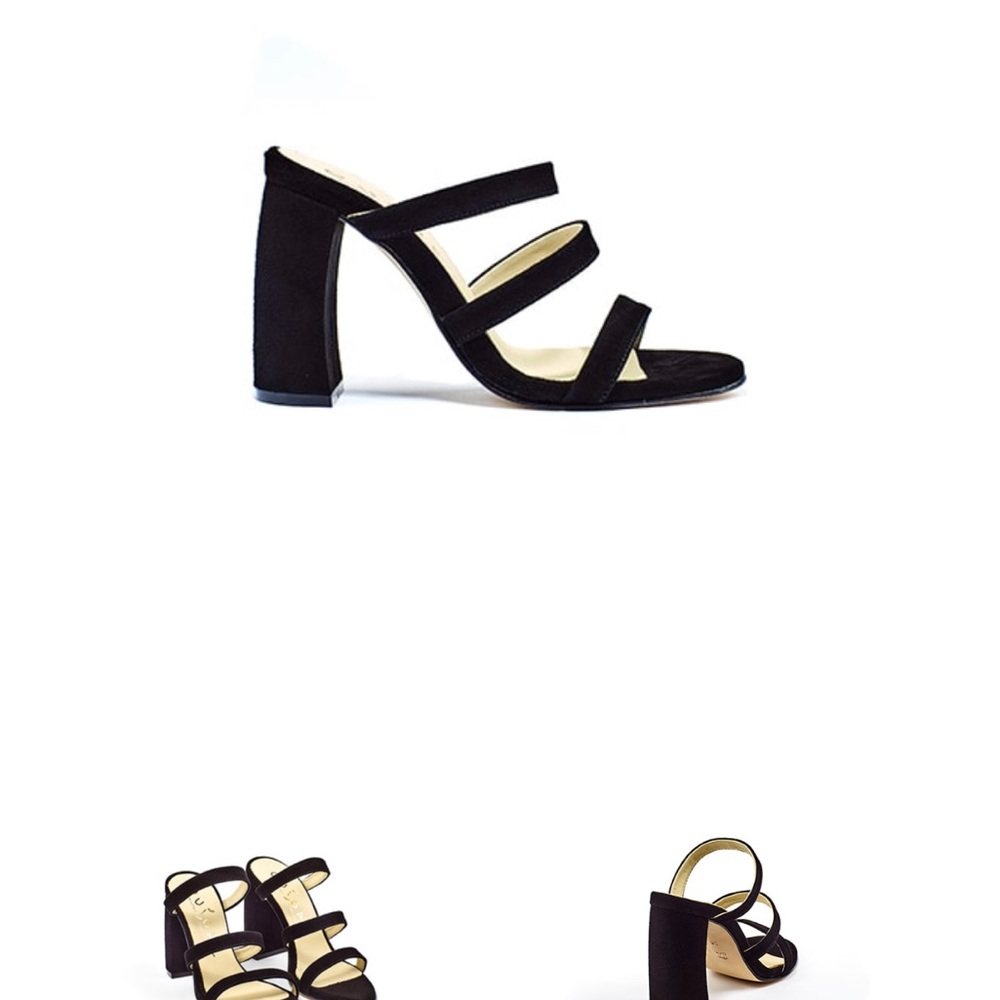 Italian Ouigal Jasmine Three Strap Banana heel ( Black, EUR 38/US 7/7.5)